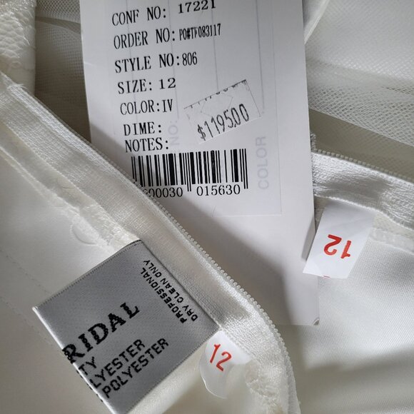 NWT~$1195~BONNY BRIDAL~8/10~TWO PIECE IVORY LACE WEDDING DRESS TRAIN SKIRT - Picture 15 of 16